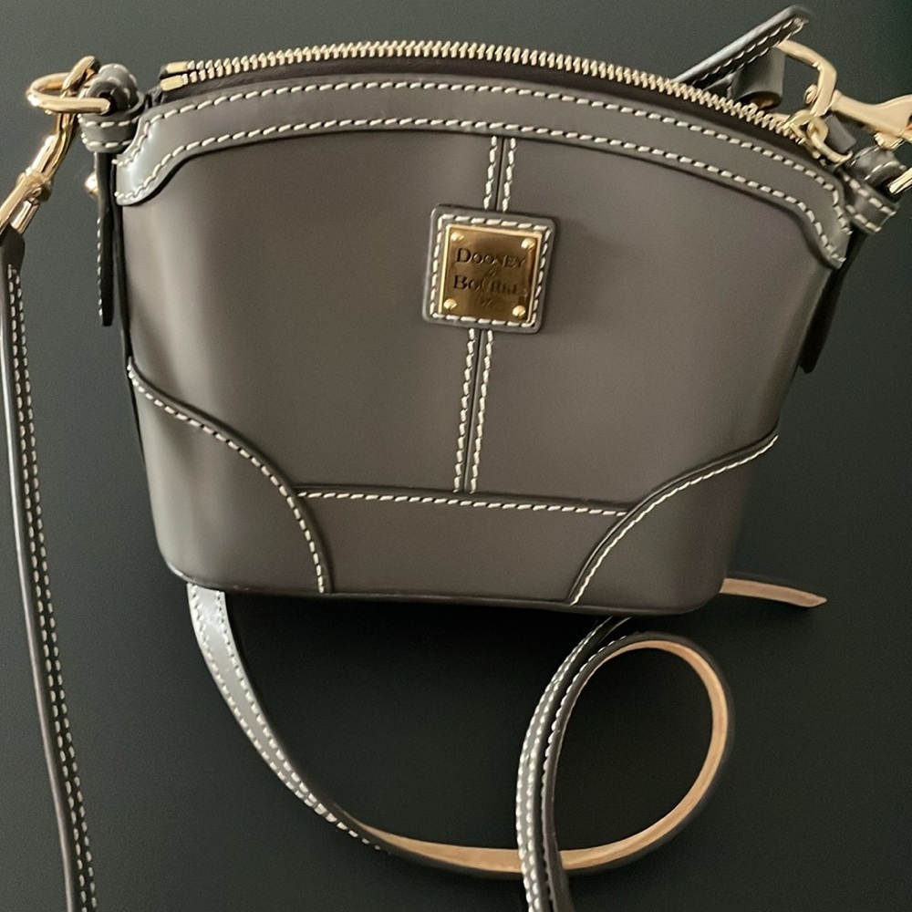 Dooney & Bourke Mini Crossbody Grey Beacon Leather Dome Shape - Picture 1 of 15